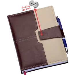 Agenda Executiva Marrom c/ Fecho de Imã + Suporte p/ Caneta 