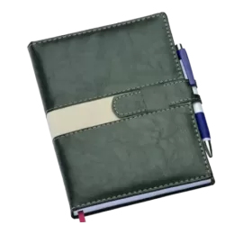 Agenda Executiva Verde c/ Fecho e Suporte p/ Caneta