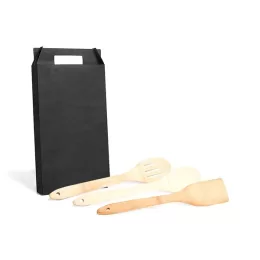 Kit De Utensílios Em Bambu 30cm 3 Pçs SMKT-90132