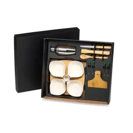 Kit Caipirinha Com Petisqueira Em Bambu 15 Pçs SMKT-9016C