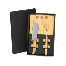 Kit Churrasco / Cozinha Em Bambu / Inox 3 Pçs SMKT-90193