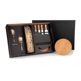 Kit Queijo E Champagne Com Espaço Para Garrafa 7 Pçs SMKT-9017B