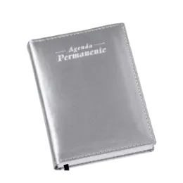 Agenda Compacta Permanente Metalizada Lisa Prata