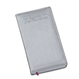 Agenda Permanente de Bolso Capa Metalizada Lisa Prata