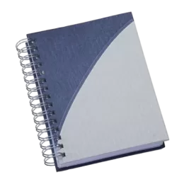 Agenda Wire-o Metalizada com Recorte Meia Lua Azul c/ Prata com Bolsa Interna