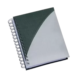 Agenda Wire-o Metalizada com Recorte Meia Lua Verde c/ Prata com Bolsa Interna