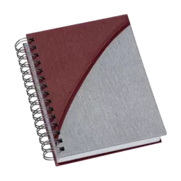 Agenda Wire-o Metalizada com Recorte Meia Lua Vermelha c/ Prata com Bolsa Interna