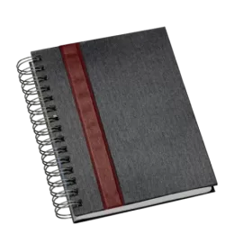Agenda Wire-o Metalizada Grafite com Faixa Vermelho com Bolsa Interna