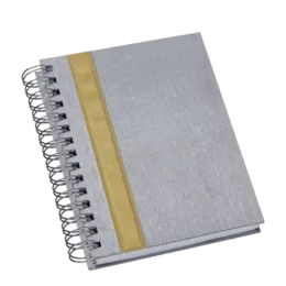 Agenda Wire-o Metalizada Prata com Faixa Ouro com Bolsa Interna