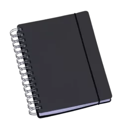 Agenda Wire-o Capa Plástica c/ Elástico Preta c/ Bolsa Interna