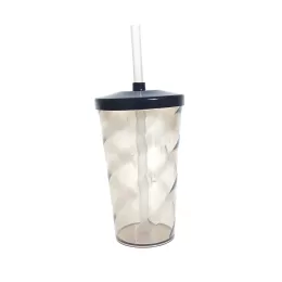 Copo Twister c/ Tampa e Canudo Fumê 550ml LT-028