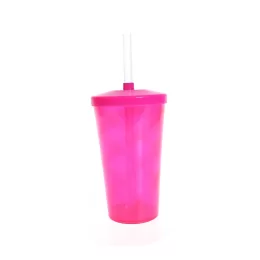 Copo Twister c/ Tampa e Canudo Rosa 550ml LT-034