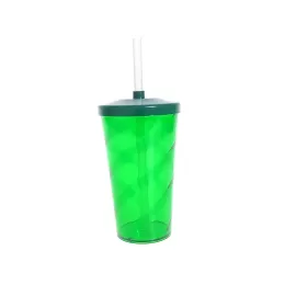 Copo Twister c/ Tampa e Canudo Verde Escuro 550ml LT-022