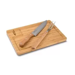 Kit Churrasco 02 pçs e Tábua de Bambu