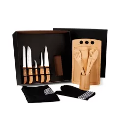 Kit Gourmet Com Tábua, Facas, Colheres 13 Pçs SMKT-9X073